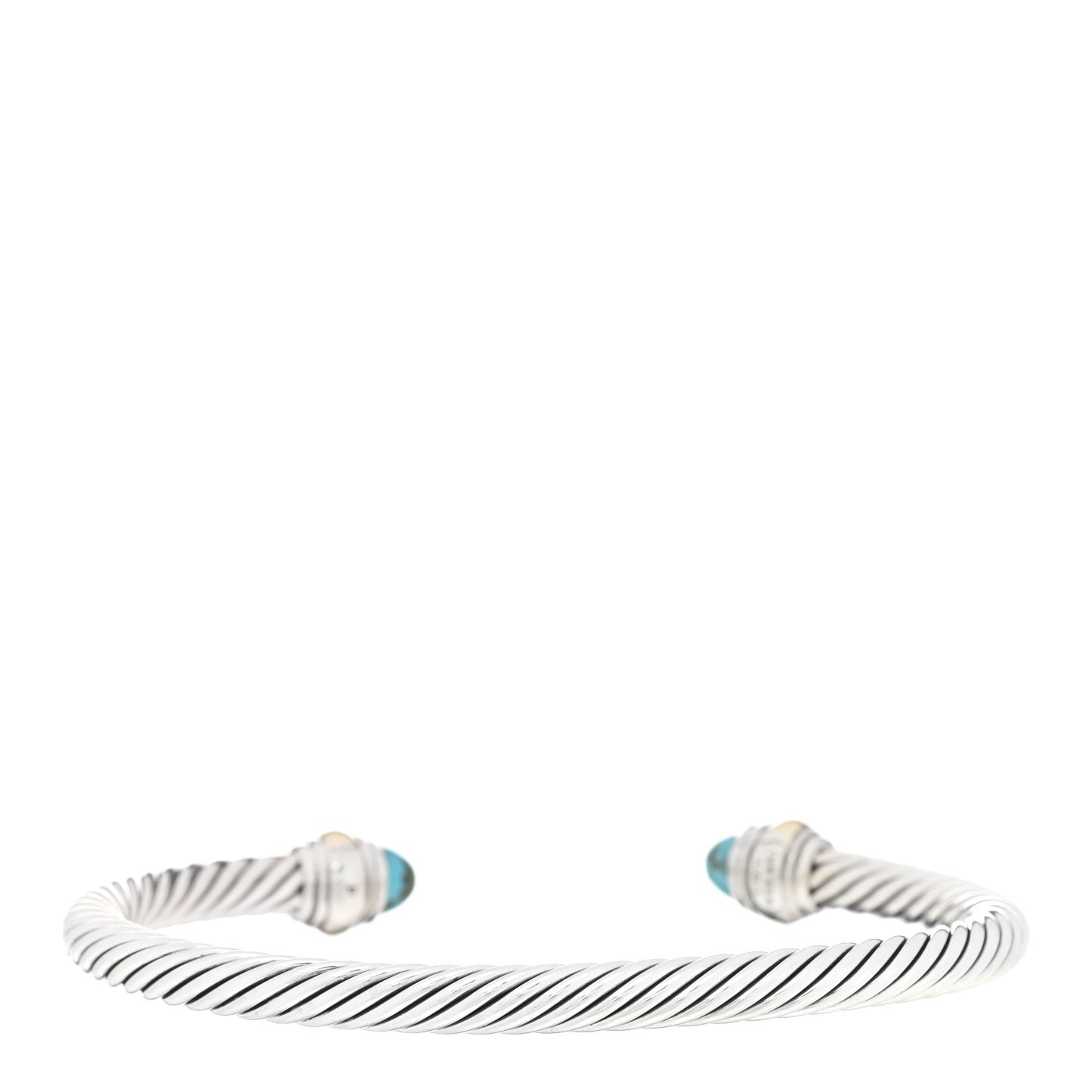 Sterling Silver 14K Yellow Gold Turquoise 5mm Cable Classics Bracelet