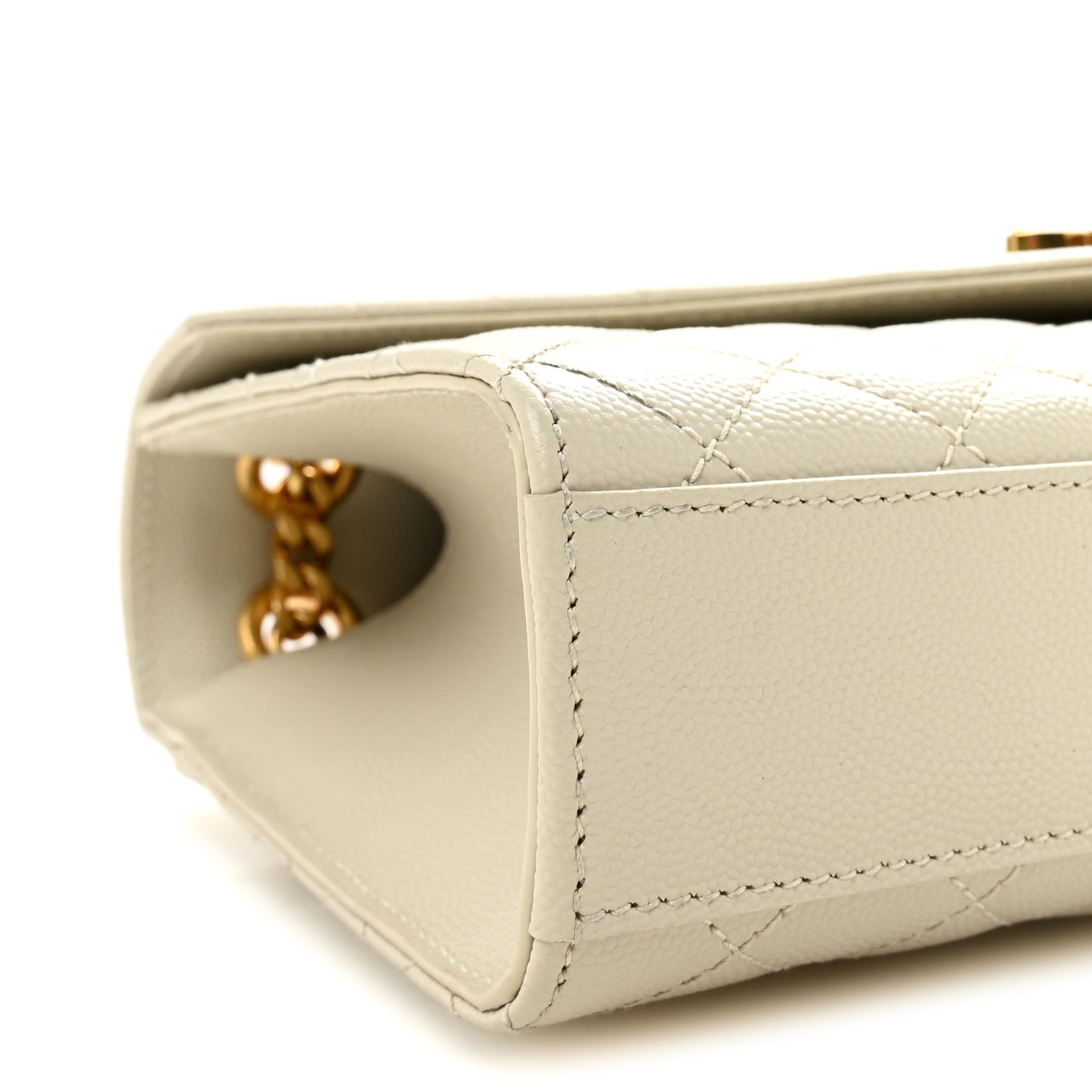 Grain De Poudre Textured Mixed Matelasse Medium Triquilt Monogram Satchel Crema Soft