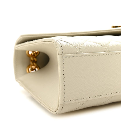 Saint Laurent Grain De Poudre Textured Mixed Matelasse Medium Triquilt Monogram Satchel Crema Soft 8 of 10