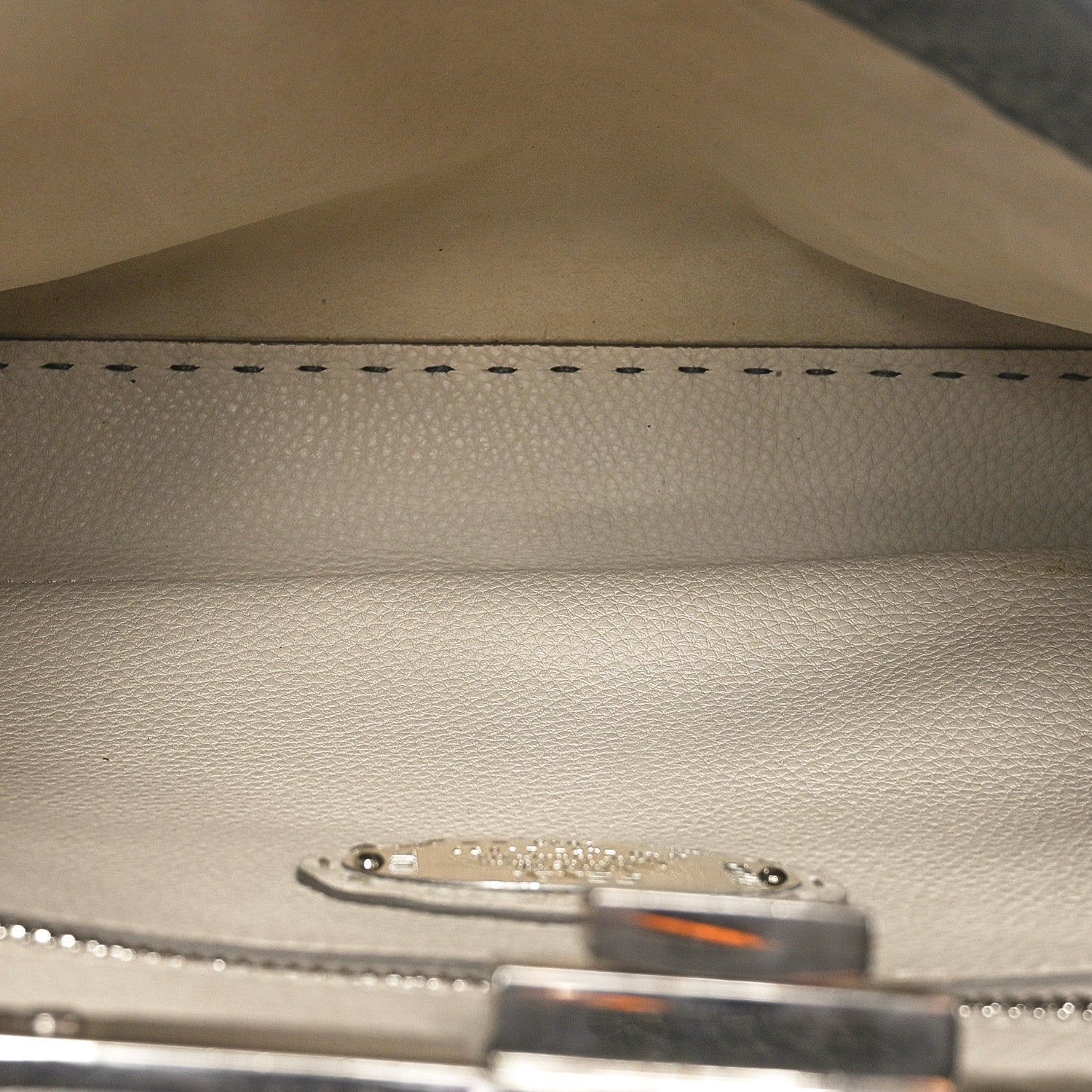 Fendi Cuoio Romano Selleria Bi-Color Medium Peekaboo Iconic Satchel Asfalto Latte 5 of 10