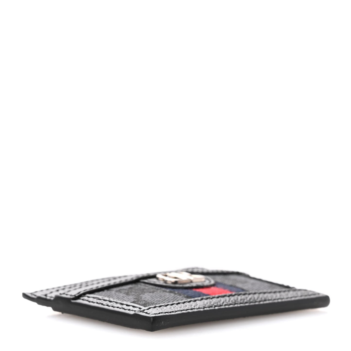 X BALENCIAGA BB Monogram Web Ophidia Card Holder Black