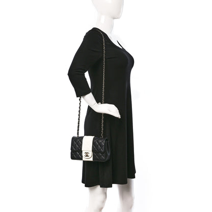 Chanel Lambskin Quilted Mini Rectangular Flap Black White 2 of 9