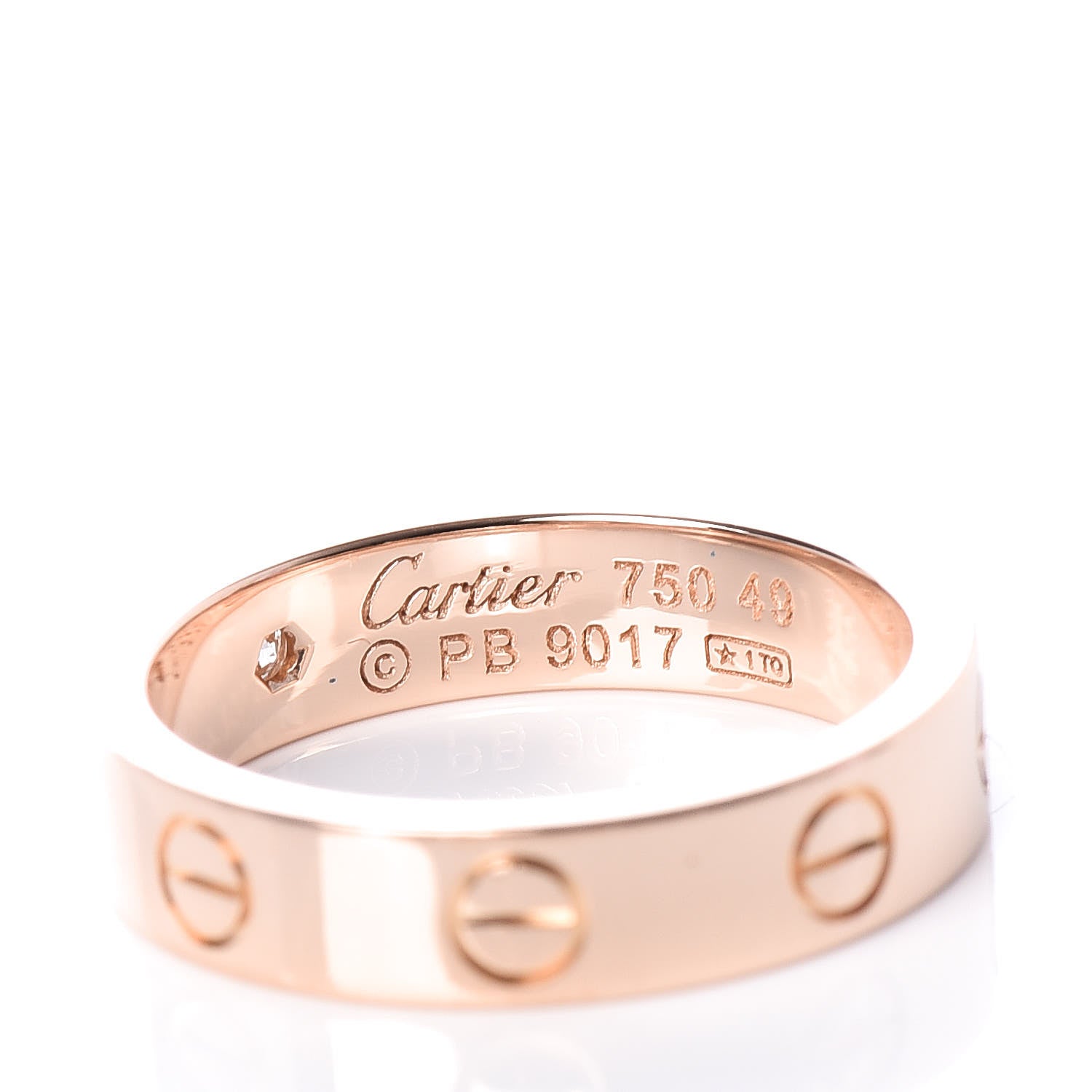 Cartier 18K Pink Gold Diamond 4mm LOVE Wedding Band Ring 49 4.75 5 of 6