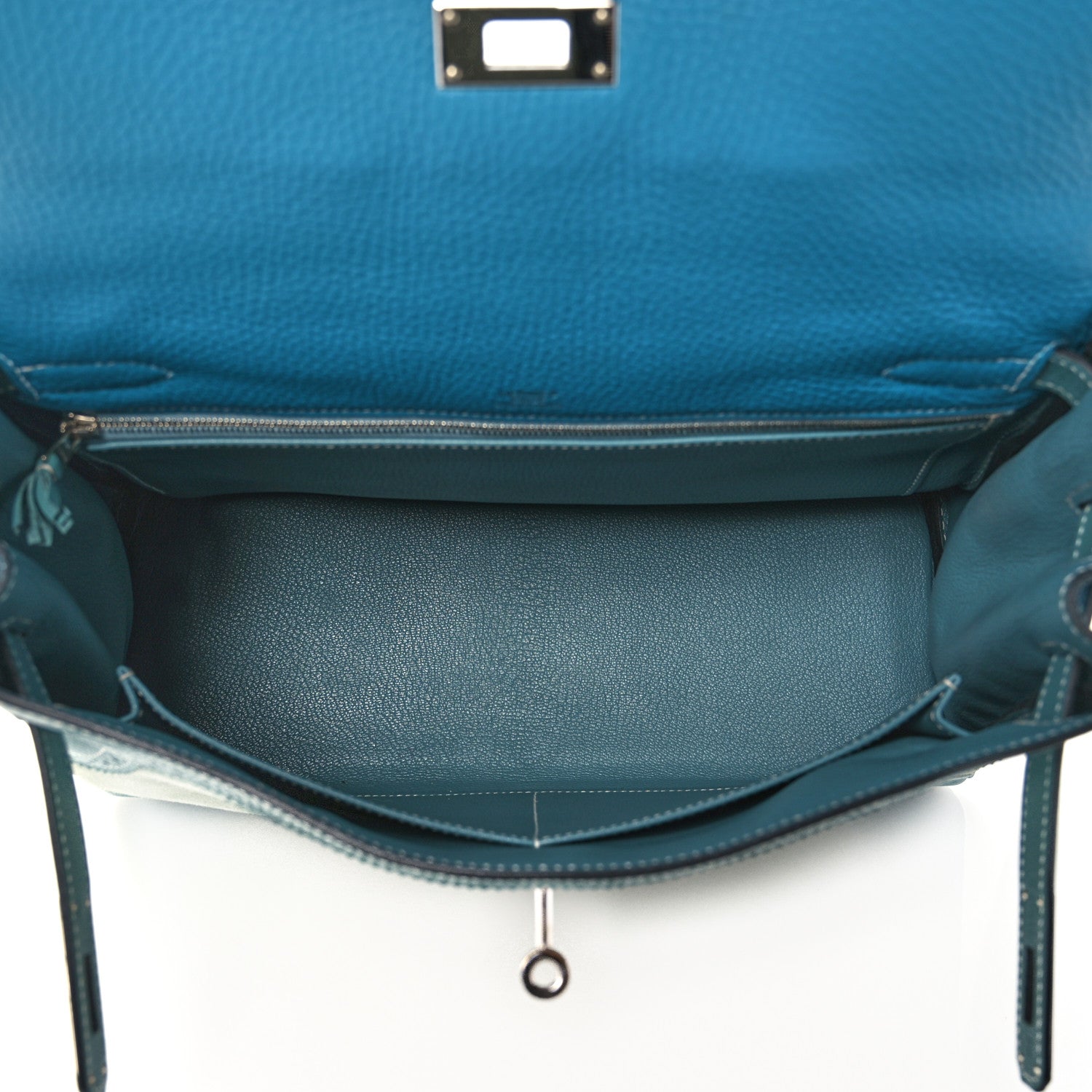 Hermes Veau Doblis Taurillon Clemence Evergrain Ghillies Kelly Retourne 32 Turquoise Ciel 17 of 38
