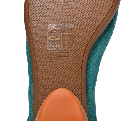 Hermes Chevre Velours Carina Ballerina Flats 39.5 Emeraude 7 of 10