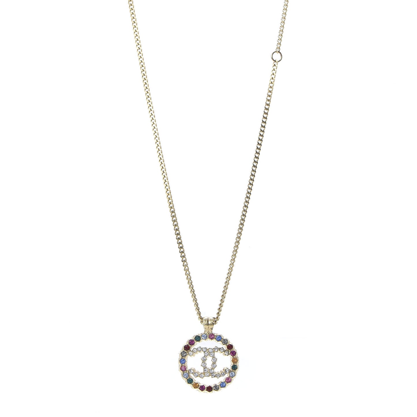 Crystal Over The Rainbow CC Pendant Necklace Gold Multicolor