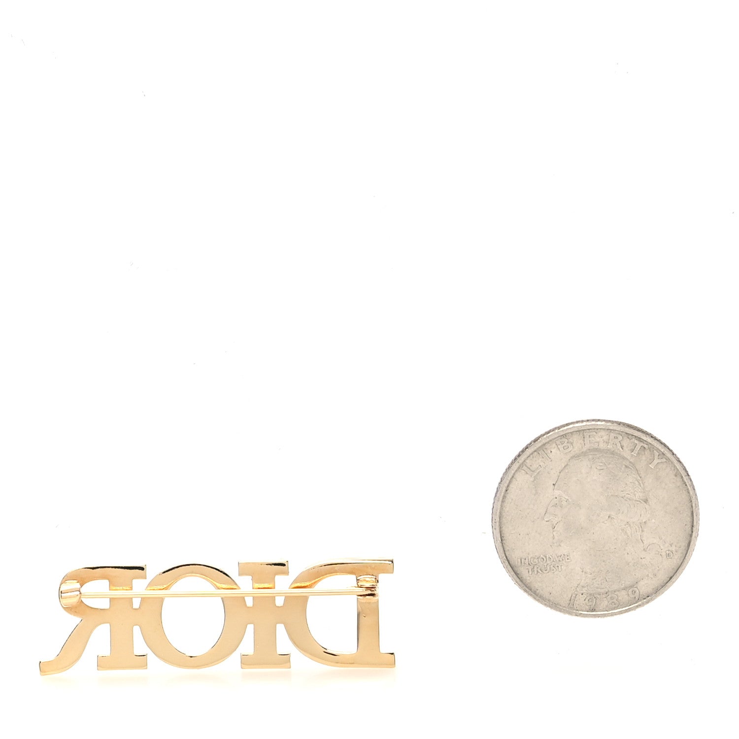 Christian Dior Crystal Dior Logo Brooch Gold 2 of 3