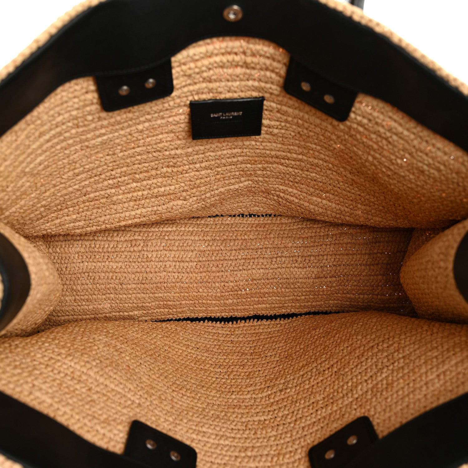 Saint Laurent Raffia Calfskin Rive Gauche Tote Naturale Black 5 of 13