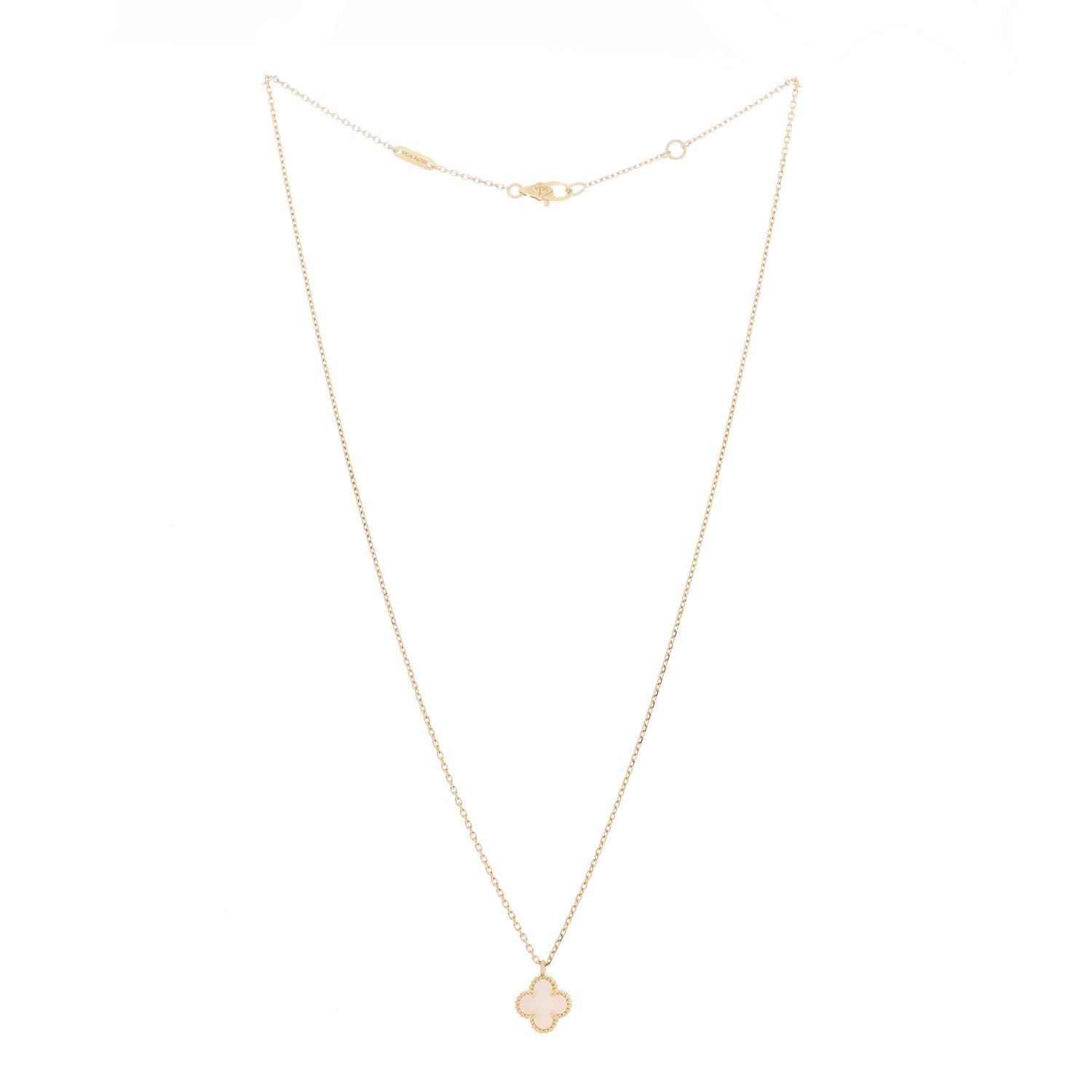 Van Cleef & Arpels 18K Yellow Gold Mother of Pearl Sweet Alhambra Pendant Necklace 2 of 5