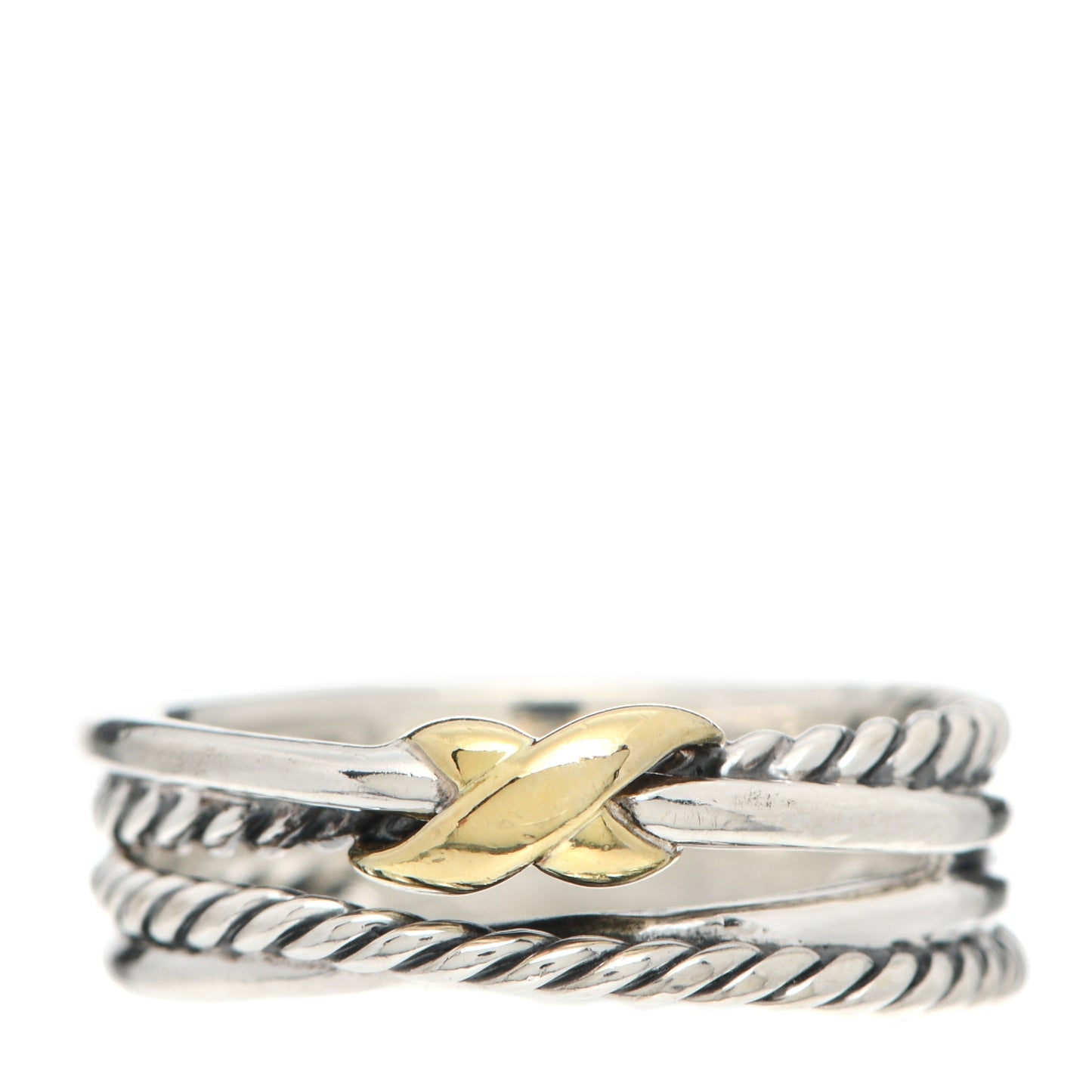 Sterling Silver 18K Yellow Gold 6mm X Crossover Ring 54 6.75