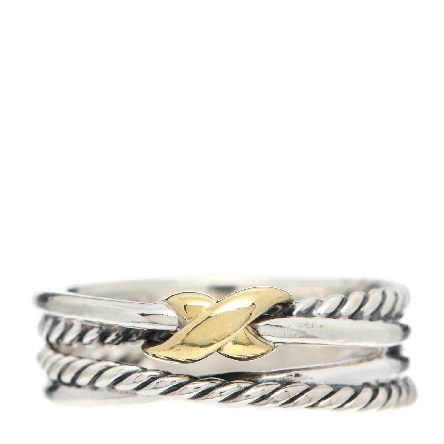 David Yurman Sterling Silver 18K Yellow Gold 6mm X Crossover Ring 54 6.75 1 of 4