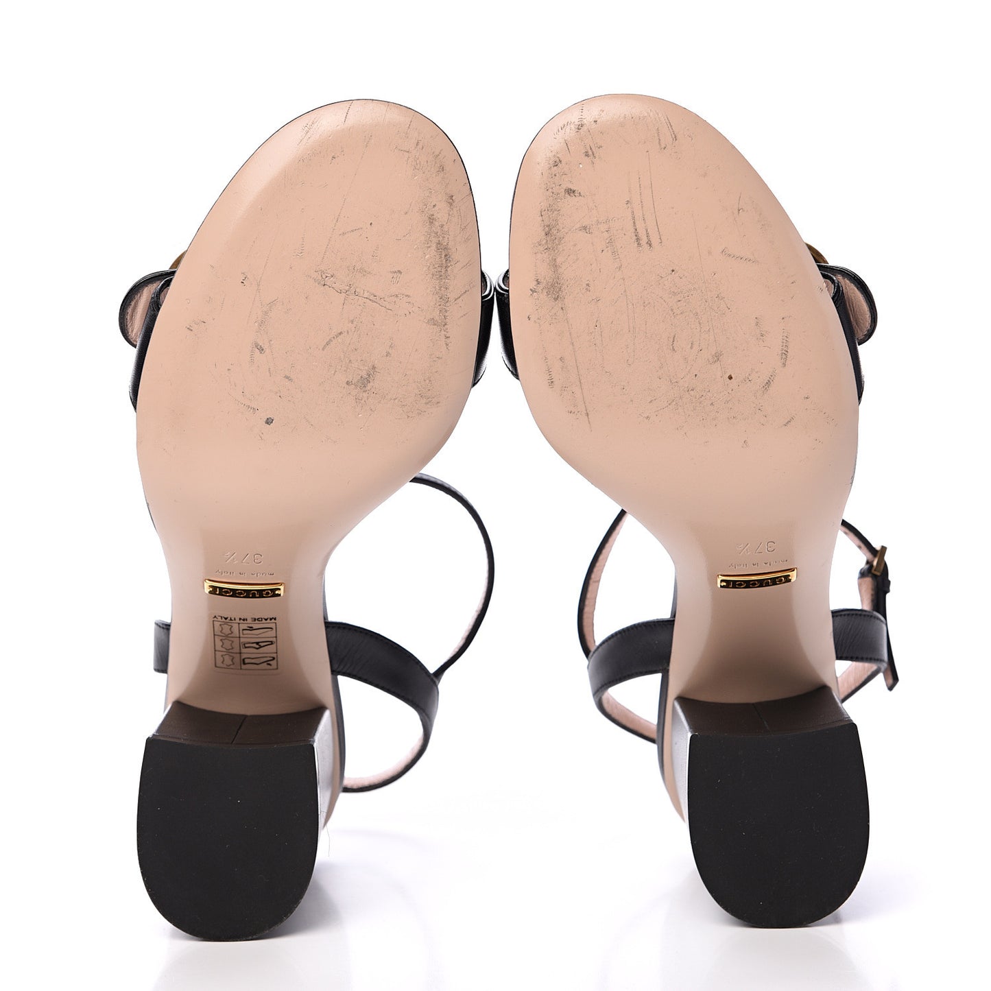 Lifford Calfskin GG Marmont Ankle Wrap 75mm Sandals 37.5 Black