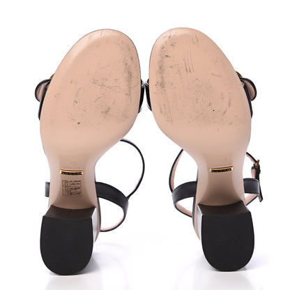 Gucci Lifford Calfskin GG Marmont Ankle Wrap 75mm Sandals 37.5 Black 5 of 11