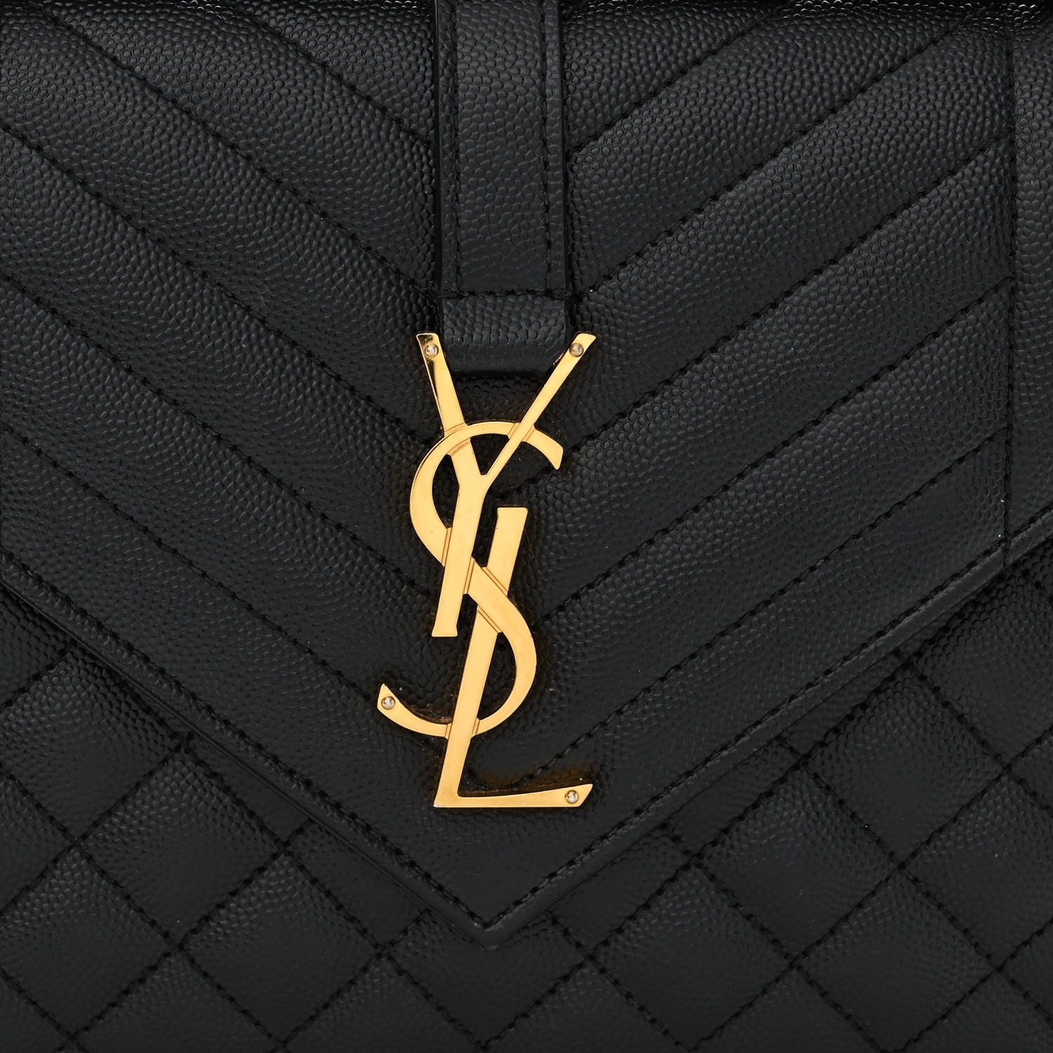 Saint Laurent Grain De Poudre Textured Mixed Matelasse Triquilt Medium Monogram Satchel Black 7 of 10