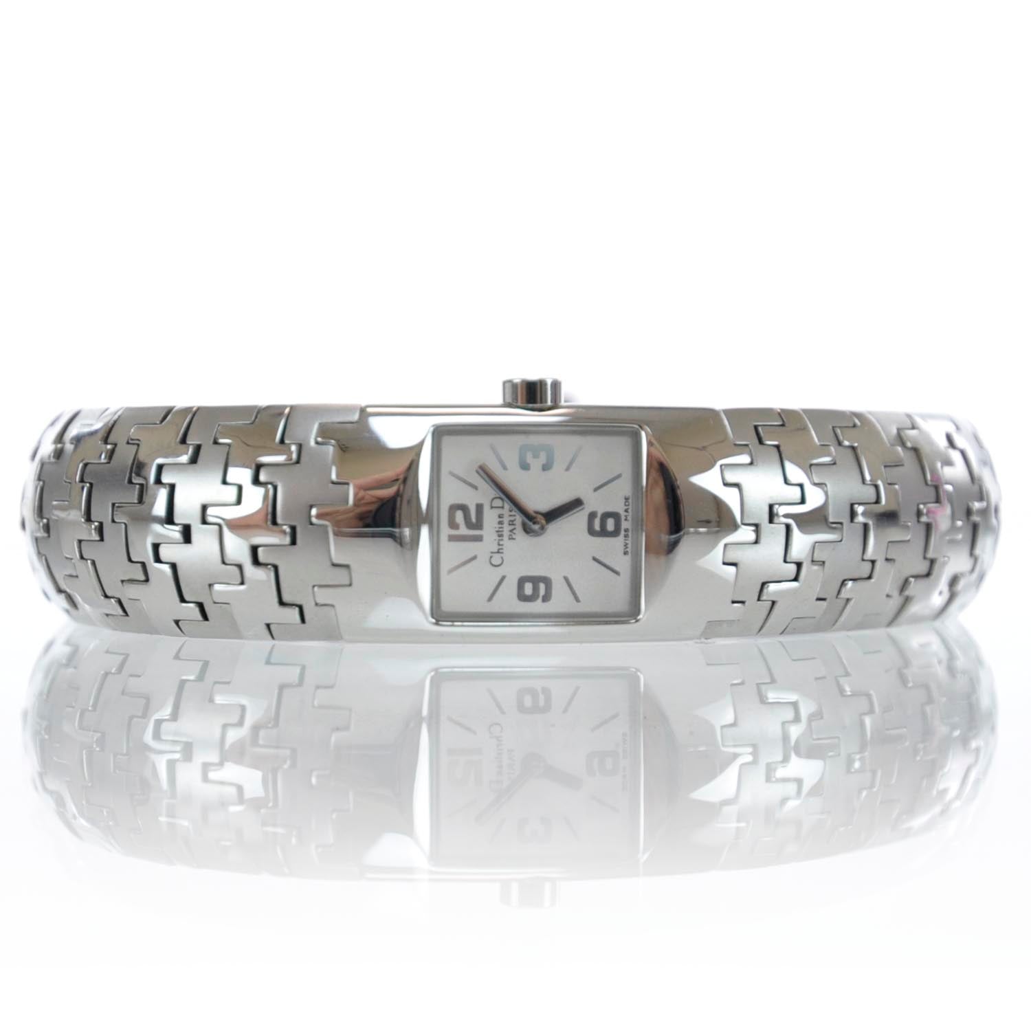 Christian Dior Stainless Steel 15mm Diorific Houndstooth Quartz Watch 1 of 7