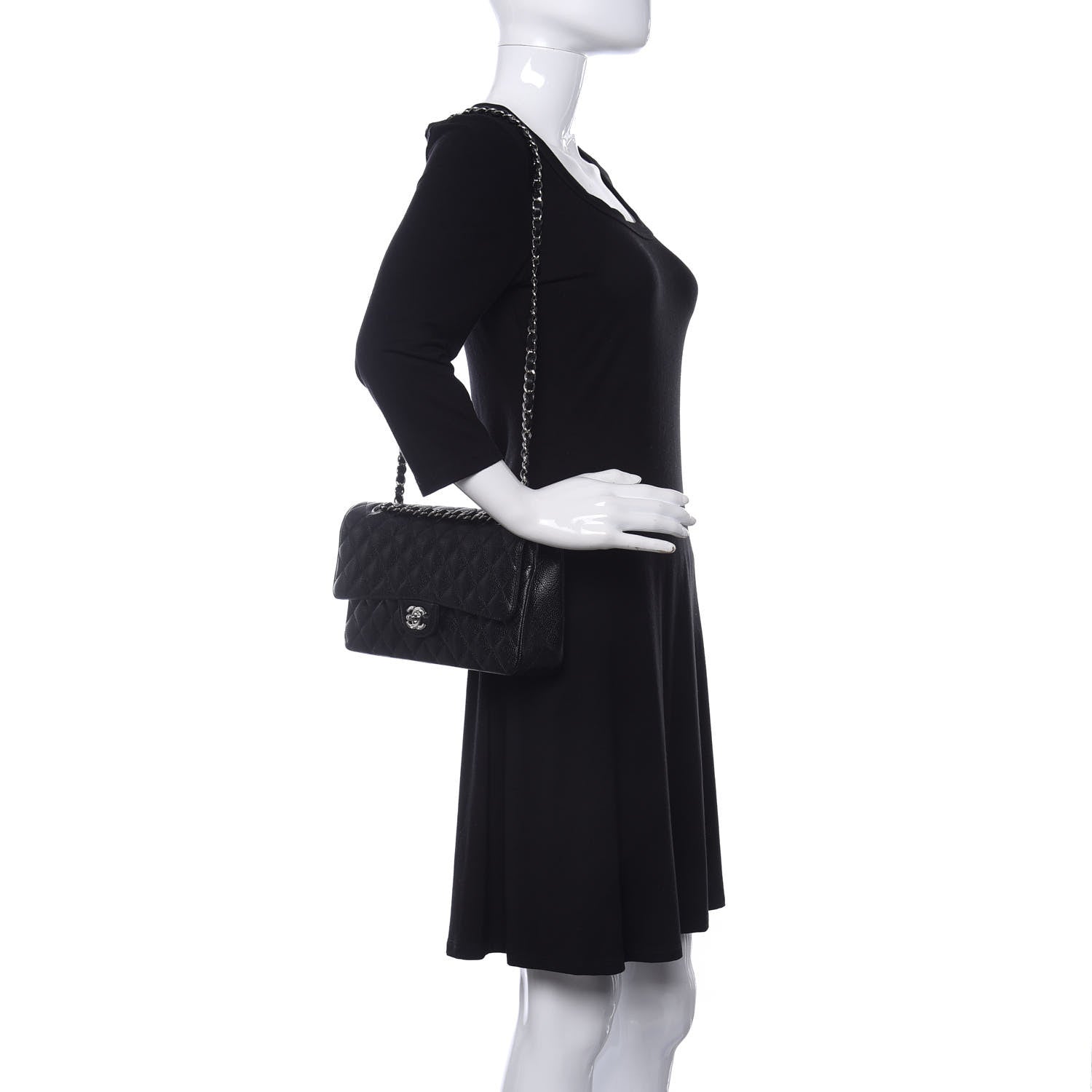 Chanel Caviar Quilted Medium Double Flap Black 2 of 10