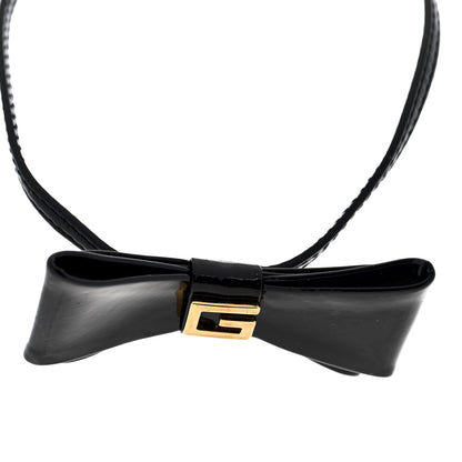 Gucci Patent G Bow Choker Necklace Black Gold 3 of 4