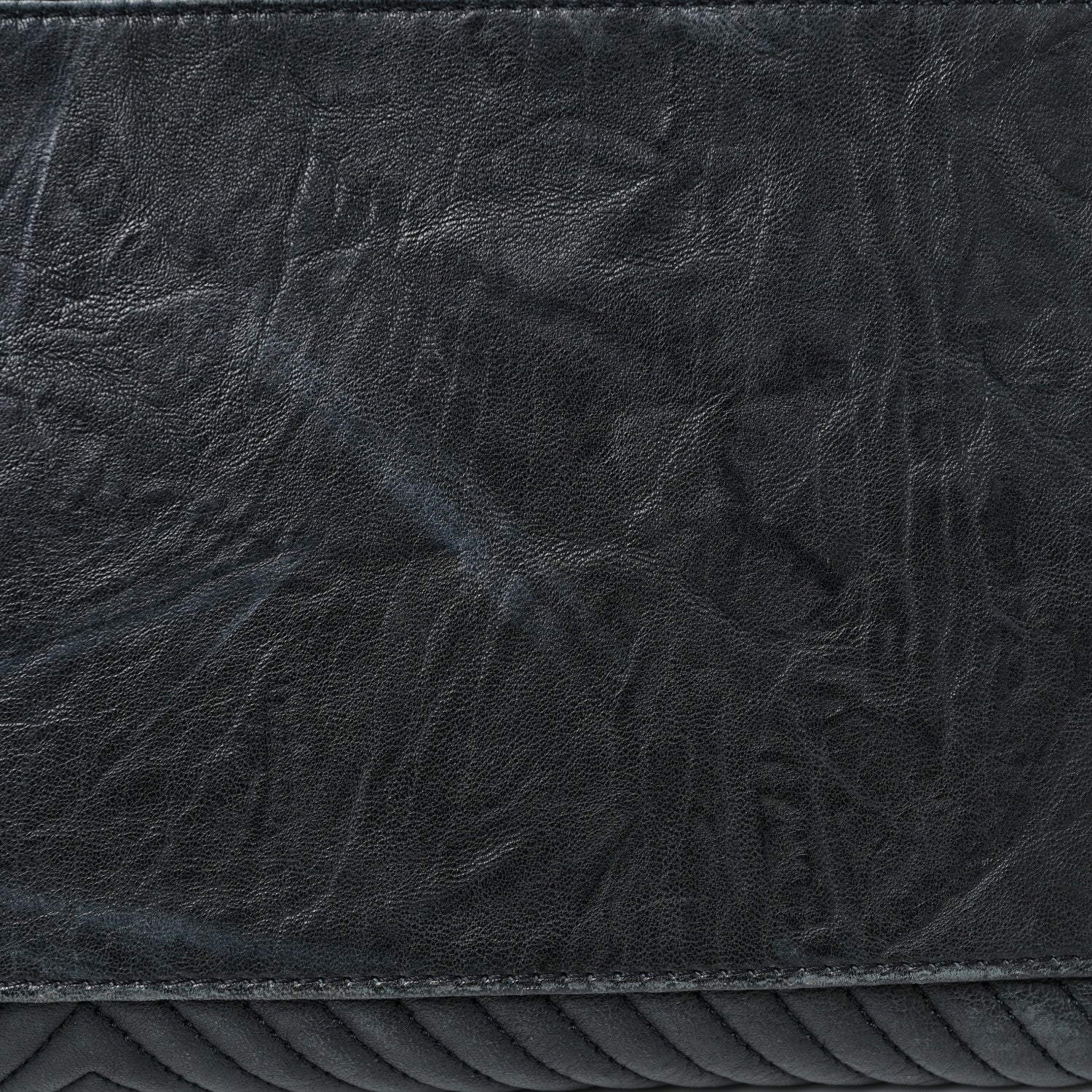 Chanel Wrinkled Lambskin Chevron Quilted Large Surpique Tote Black 16 of 18