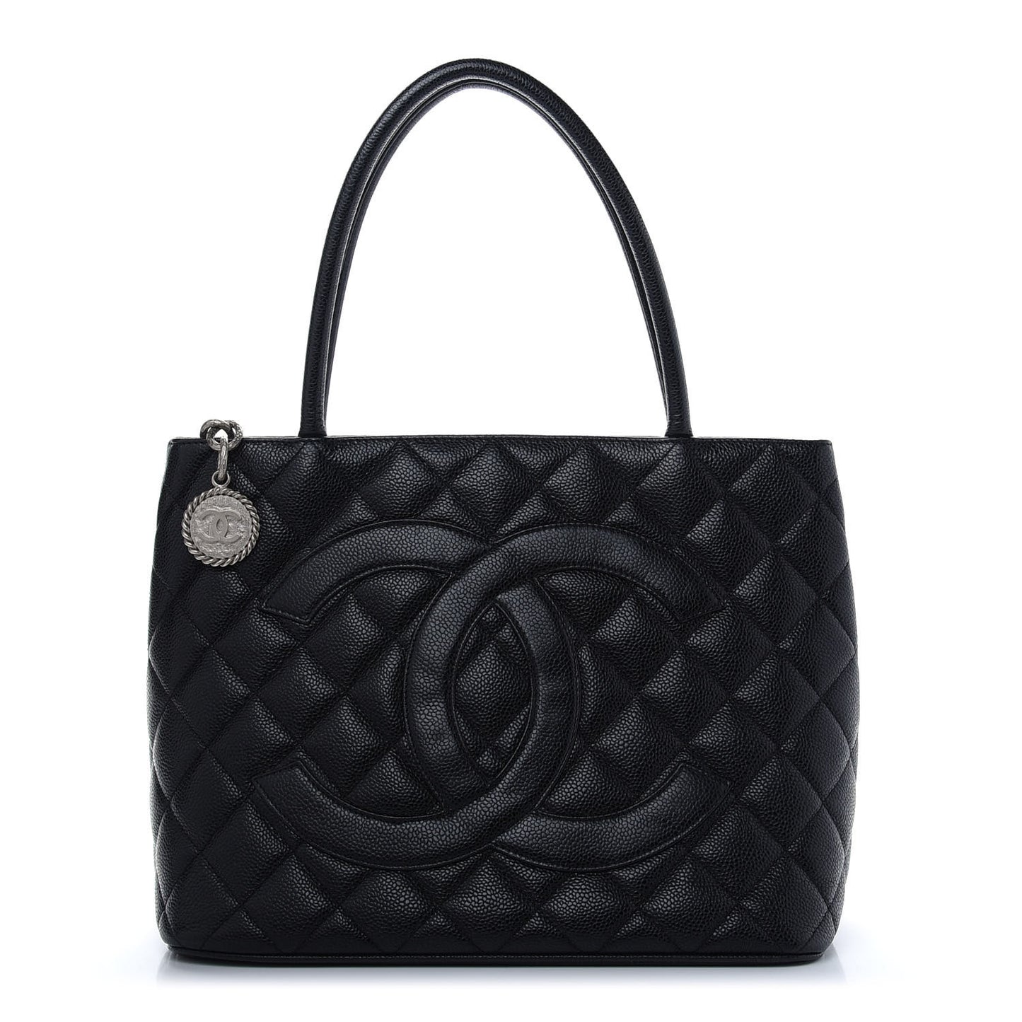 Caviar Quilted Medallion Tote Black