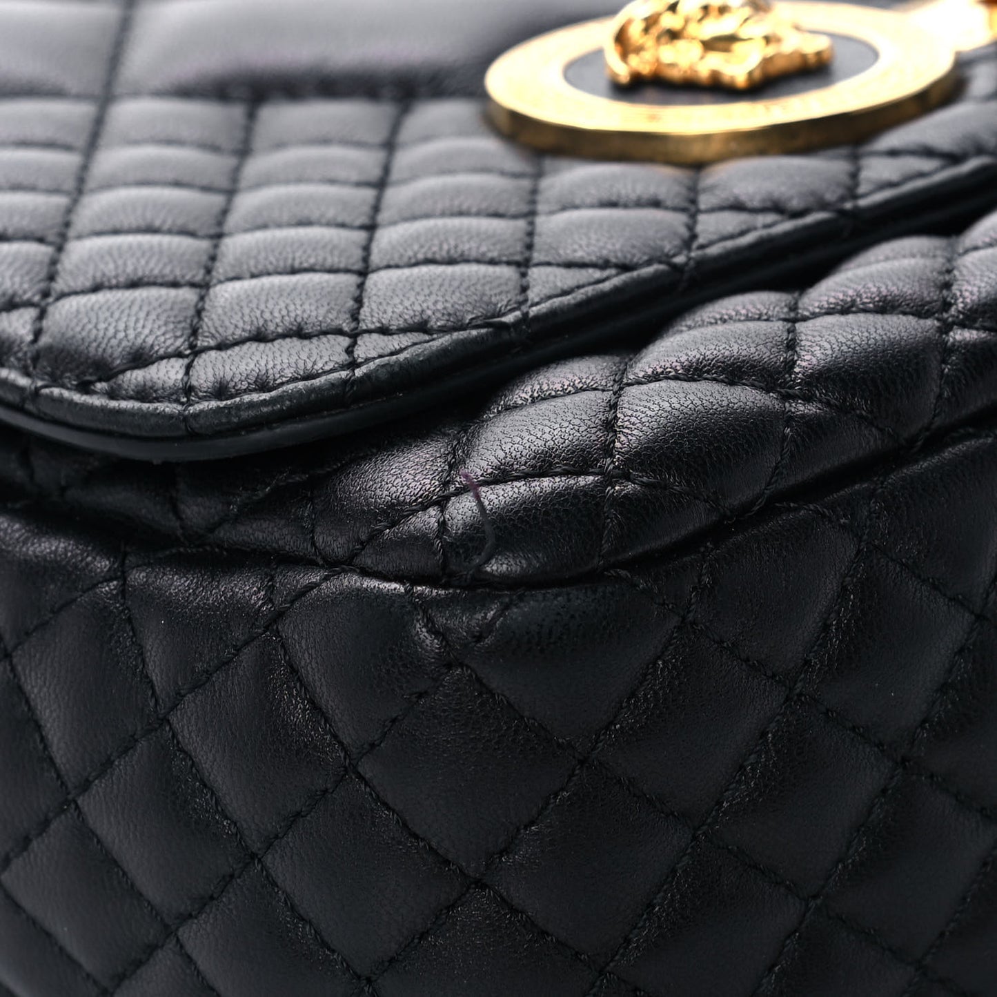 Nappa Quilted Icon Shoulder Bag Black