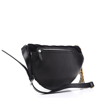Balenciaga Crushed Velvet Diagonal Allover Logo Matelasse XS Souvenir Belt Bag Black 3 of 10