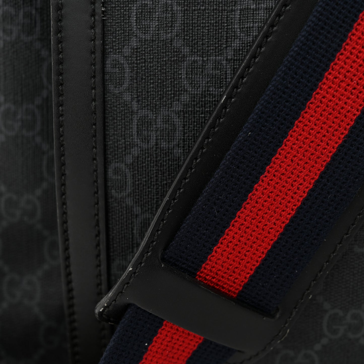 GG Supreme Monogram Web Messenger Diaper Bag Black Grey