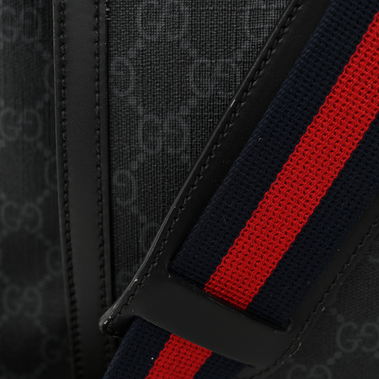 Gucci GG Supreme Monogram Web Messenger Diaper Bag Black Grey 13 of 14