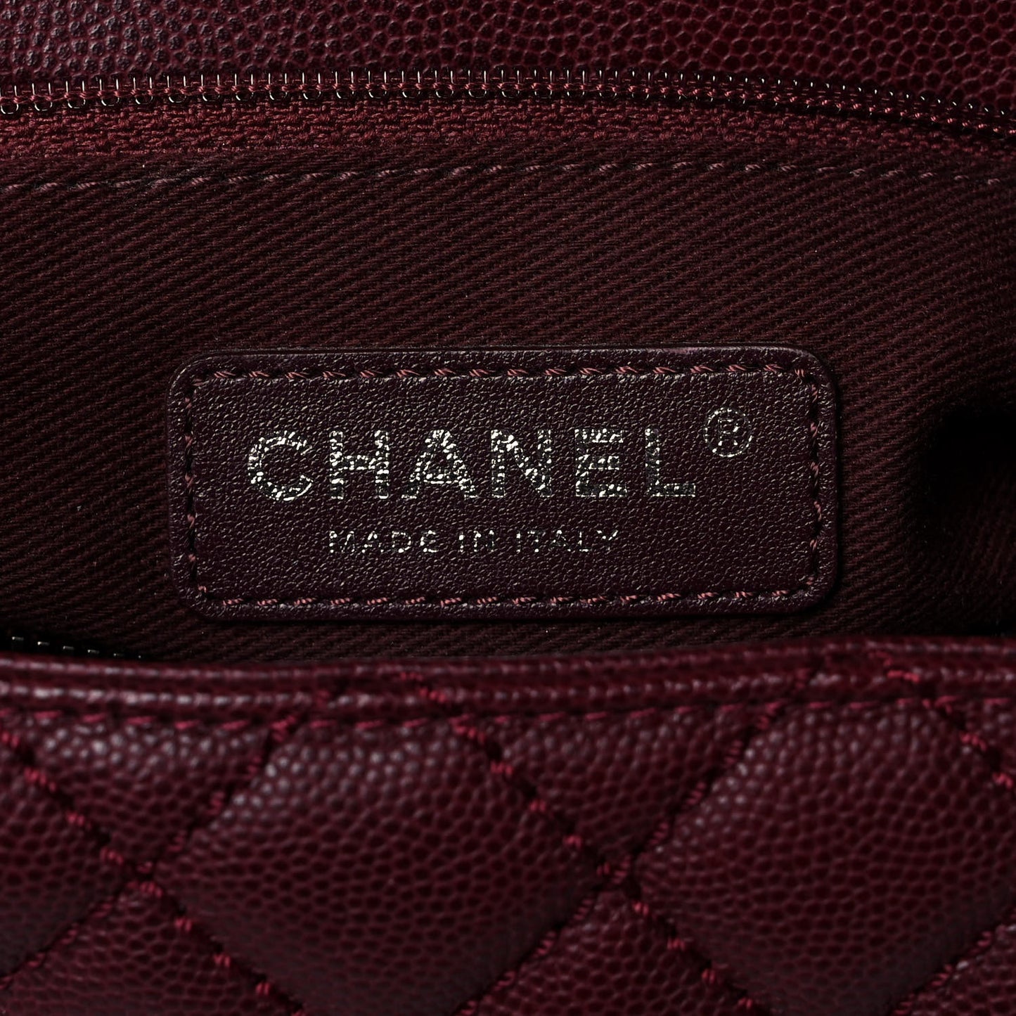 Caviar Quilted Medium Coco Handle Flap Burgundy