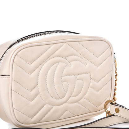 Gucci Calfskin Matelasse Mini GG Marmont Chain Shoulder Bag White 9 of 10