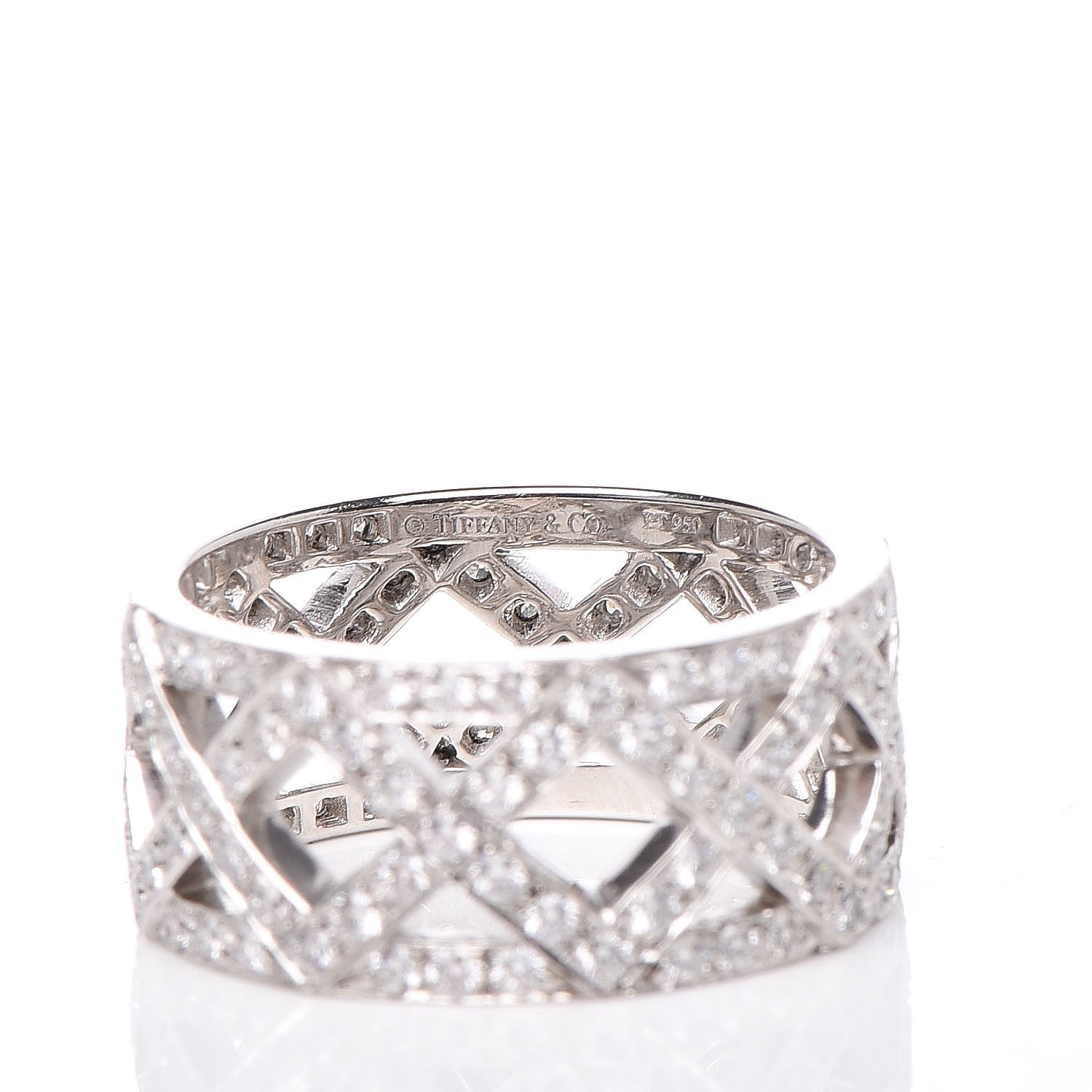 Tiffany Platinum Diamond Braided Wide Band Ring 48 4.5 4 of 4