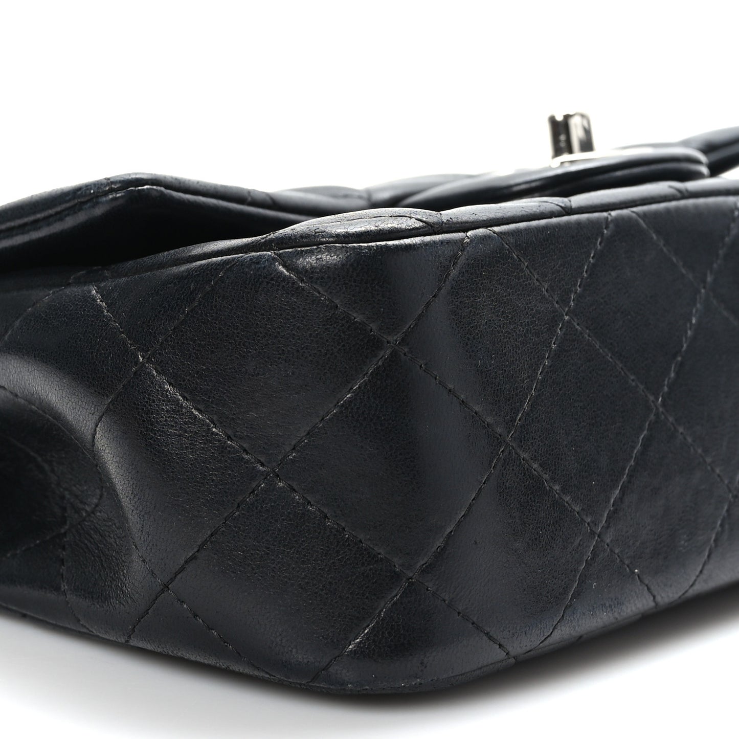 Lambskin Quilted Valentine Charms Mini Rectangular Flap Black