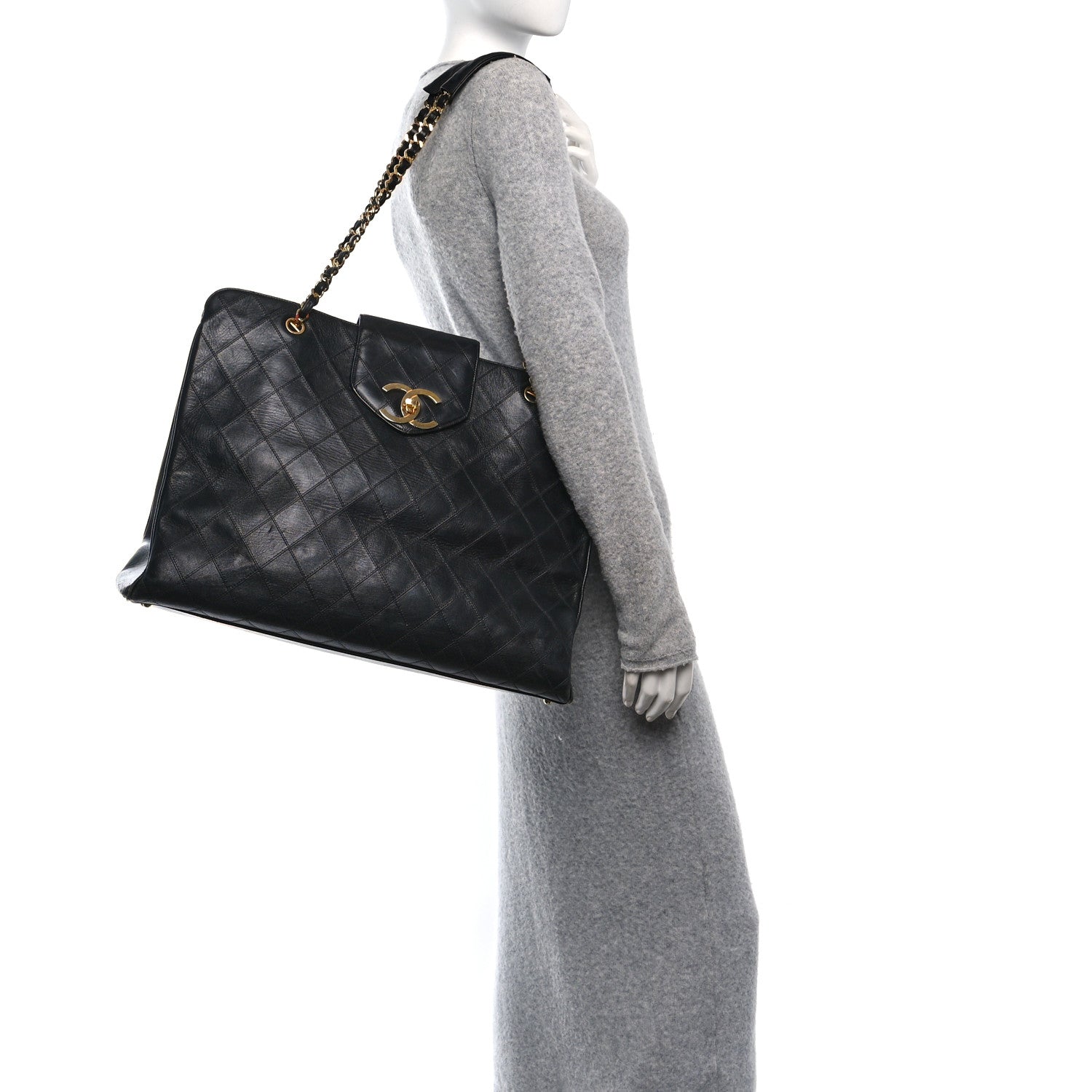 Chanel Calfskin Stitched XL Weekender Black 2 of 13