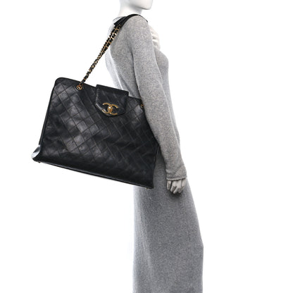 Chanel Calfskin Stitched XL Weekender Black 2 of 13