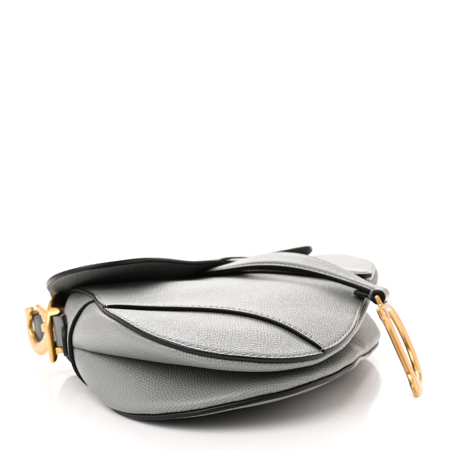 Christian Dior Grained Calfskin Saddle Bag Grey Stone 4 of 10