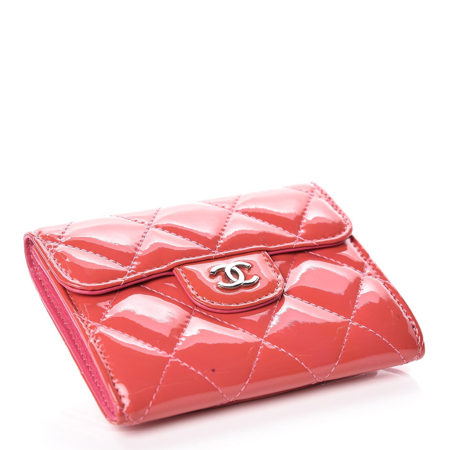 Patent Quilted Card Holder Pink