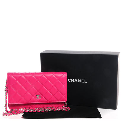 Chanel Lambskin Wallet On Chain WOC Dark Pink 4 of 8