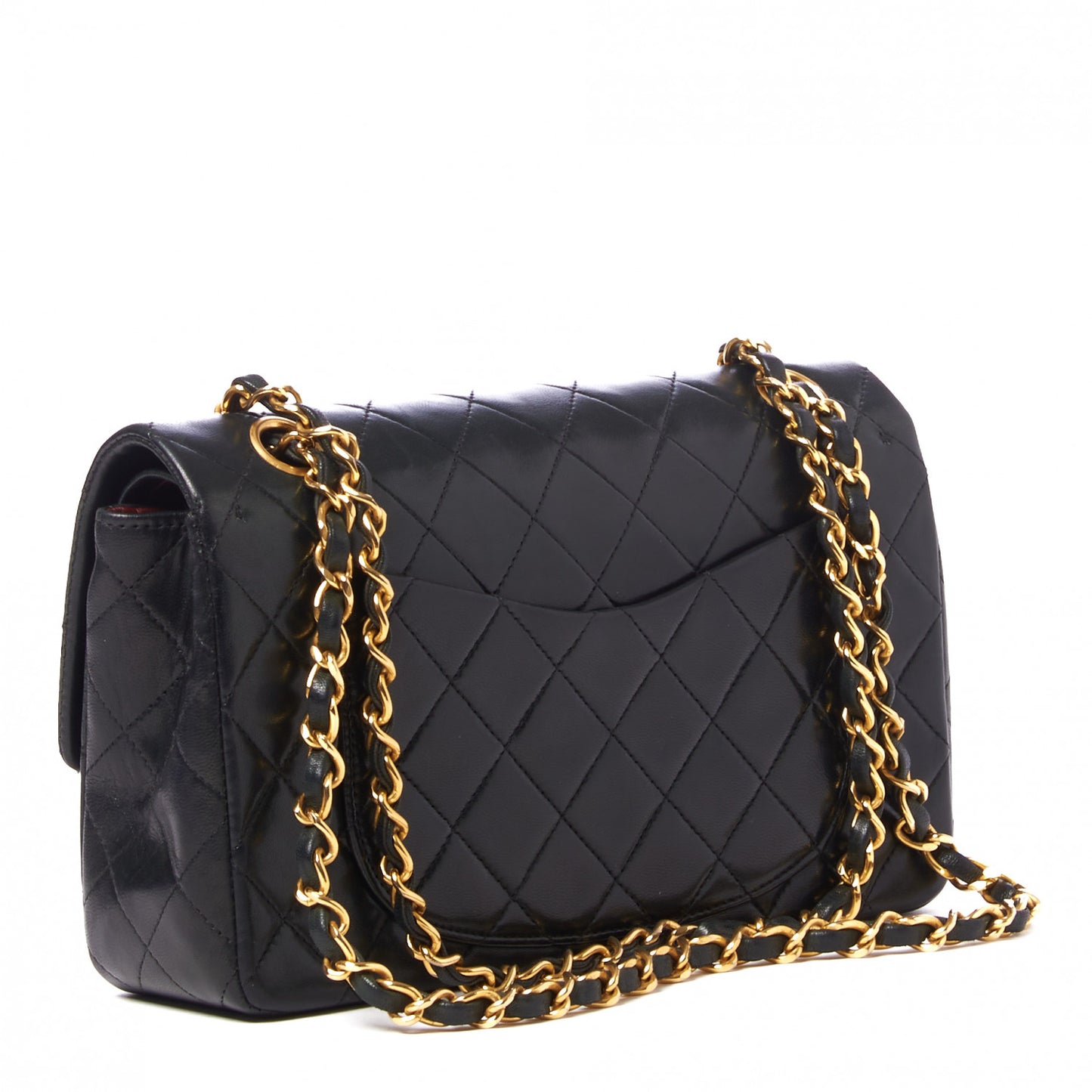 Lambskin Quilted Small Double Flap Black