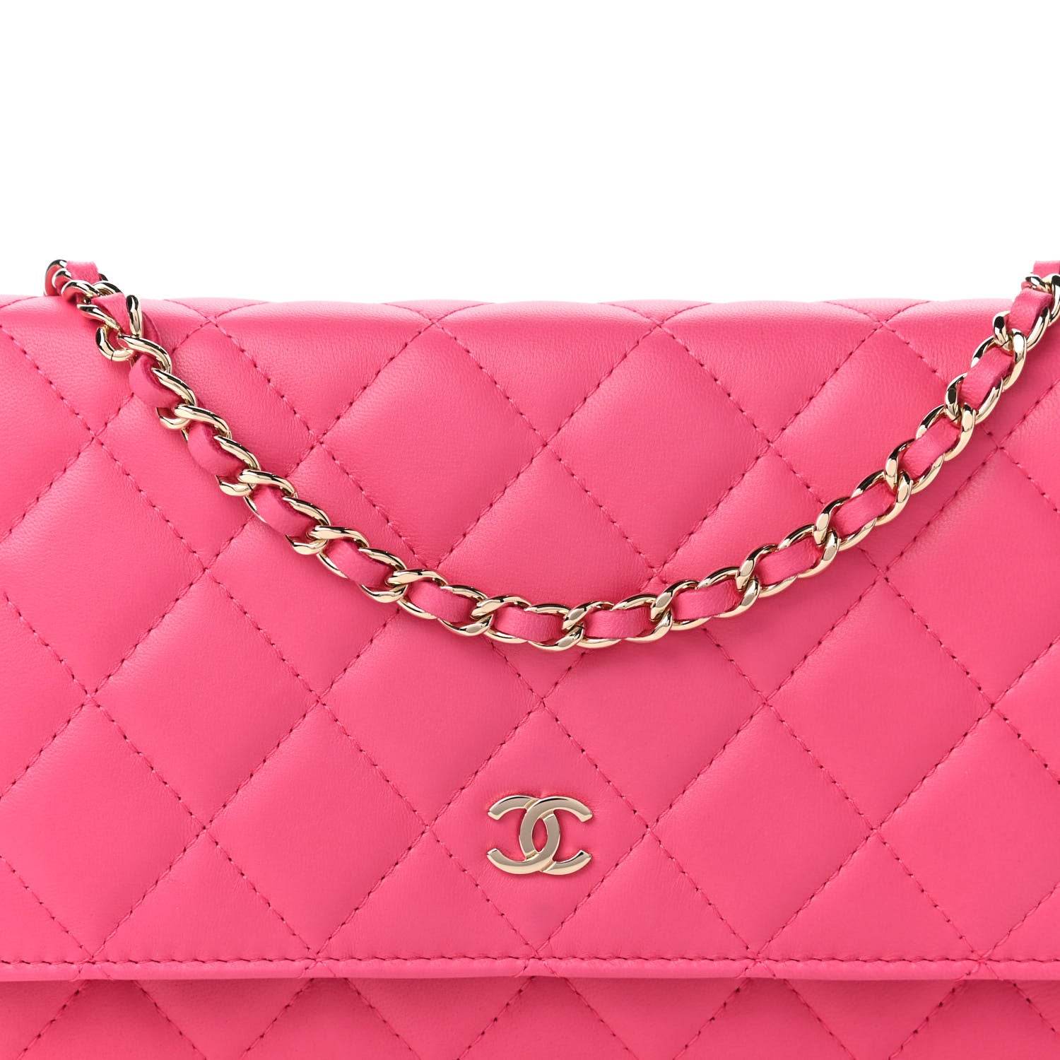 Chanel Lambskin Quilted Wallet On Chain WOC Pink 11 of 12