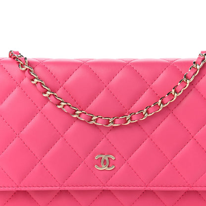 Chanel Lambskin Quilted Wallet On Chain WOC Pink 11 of 12
