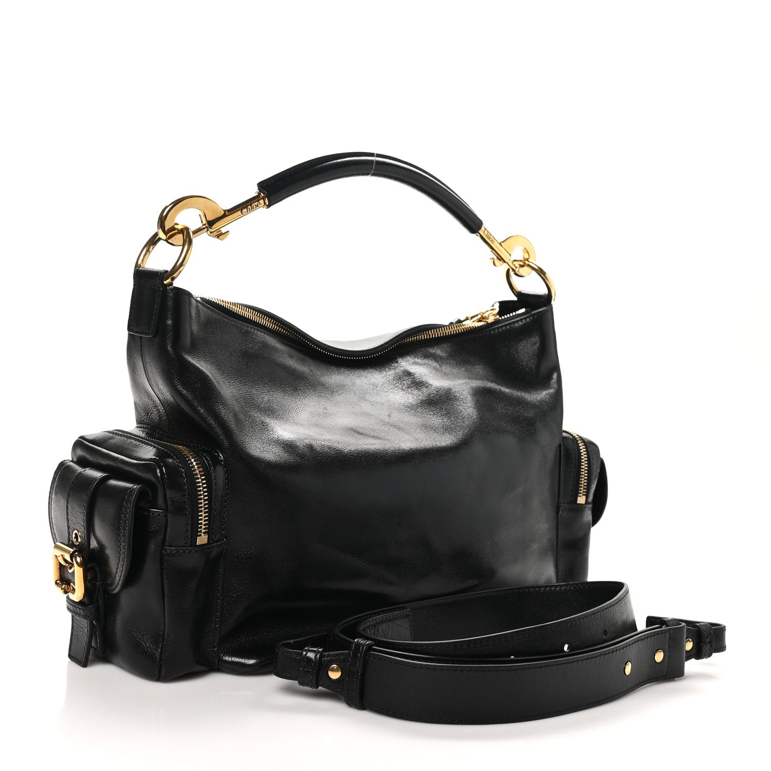 Chloe Shiny Calfskin Medium Double Carry Camera Bag Black 3 of 10