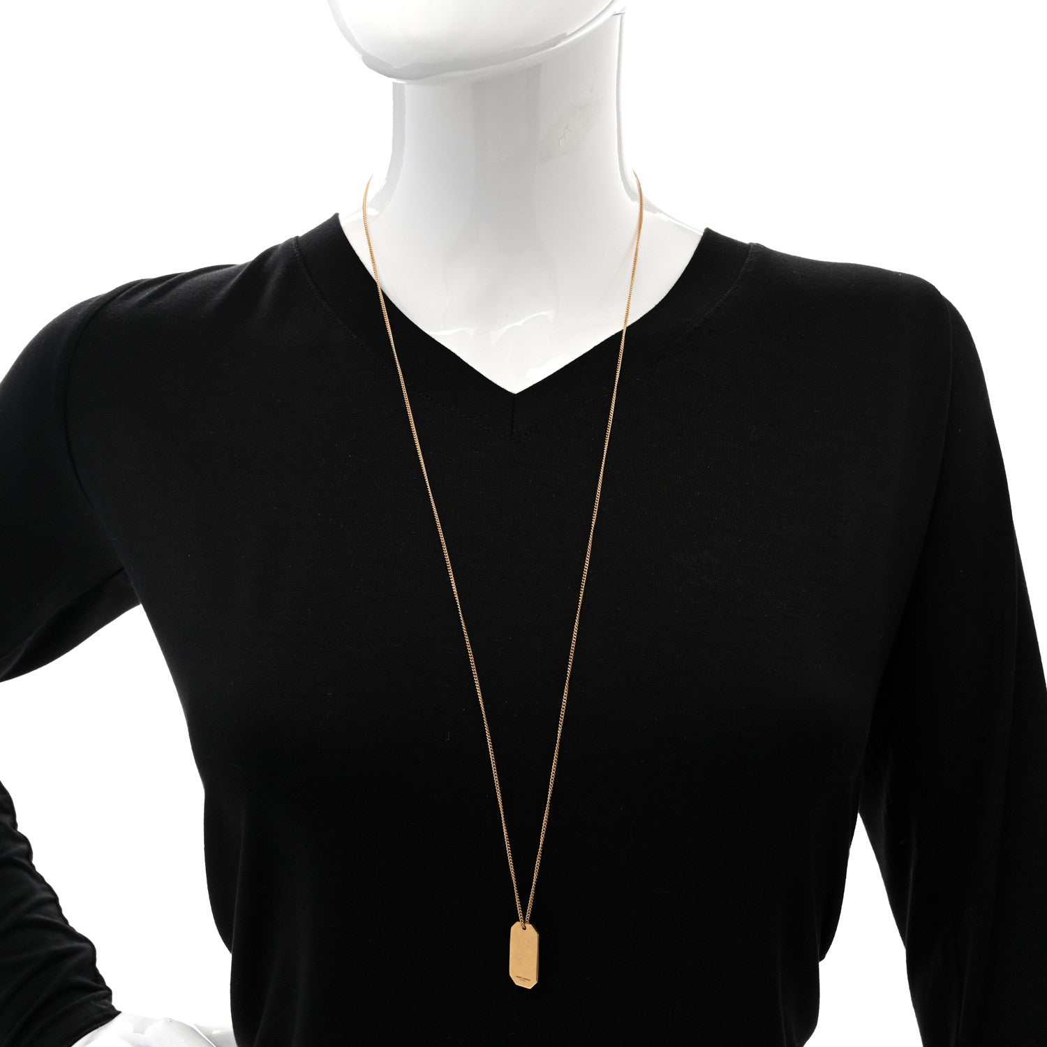 Saint Laurent Metal Military Tag Necklace Gold 2 of 7