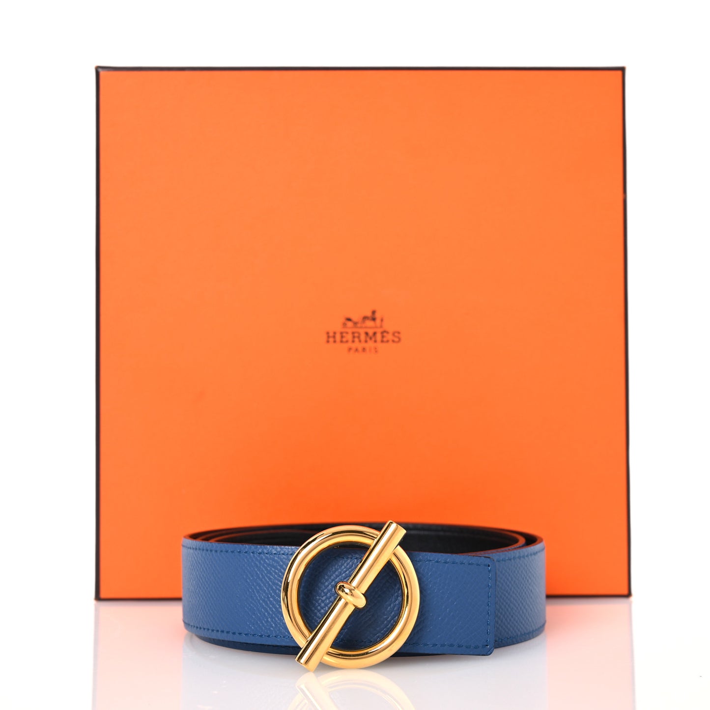 Swift Epsom Reversible Glenan 32mm Belt 85 34 Bleu Agate Black