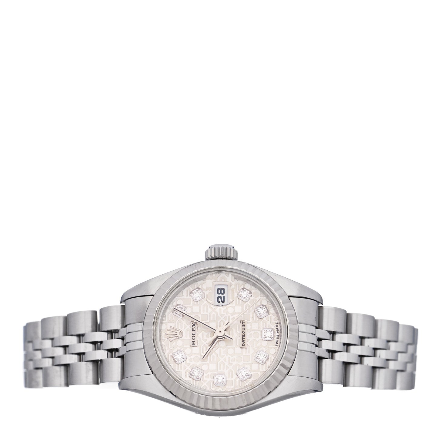Stainless Steel 18K White Gold Diamond 26mm Oyster Perpetual Datejust Watch Silver Jubilee 69174