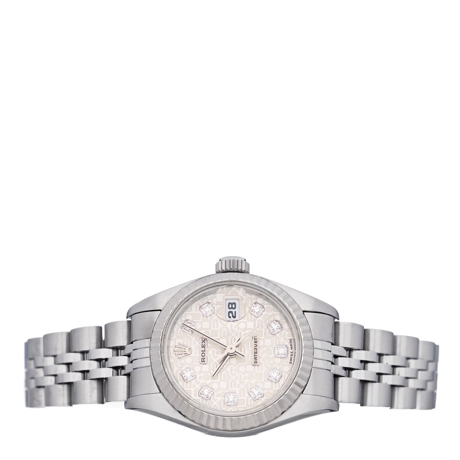 Rolex Stainless Steel 18K White Gold Diamond 26mm Oyster Perpetual Datejust Watch Silver Jubilee 69174 2 of 4