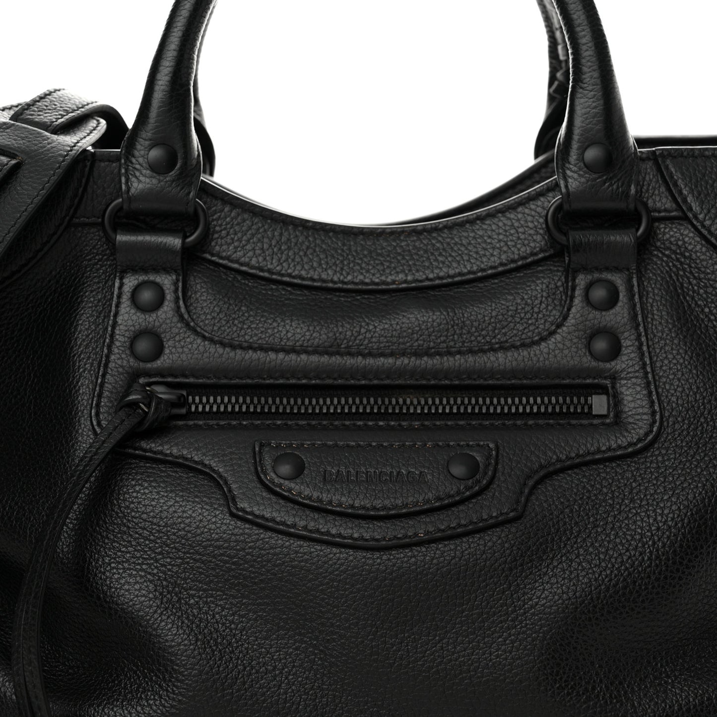 Grained Calfskin Black Hardware Neo Classic City Black