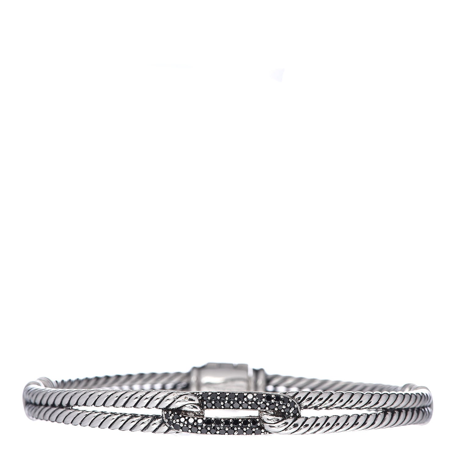 David Yurman Sterling Silver Black Diamond 7mm Petite Mini Loop Bracelet 1 of 4