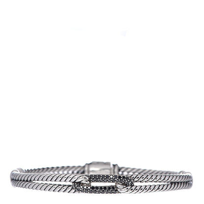 David Yurman Sterling Silver Black Diamond 7mm Petite Mini Loop Bracelet 1 of 4