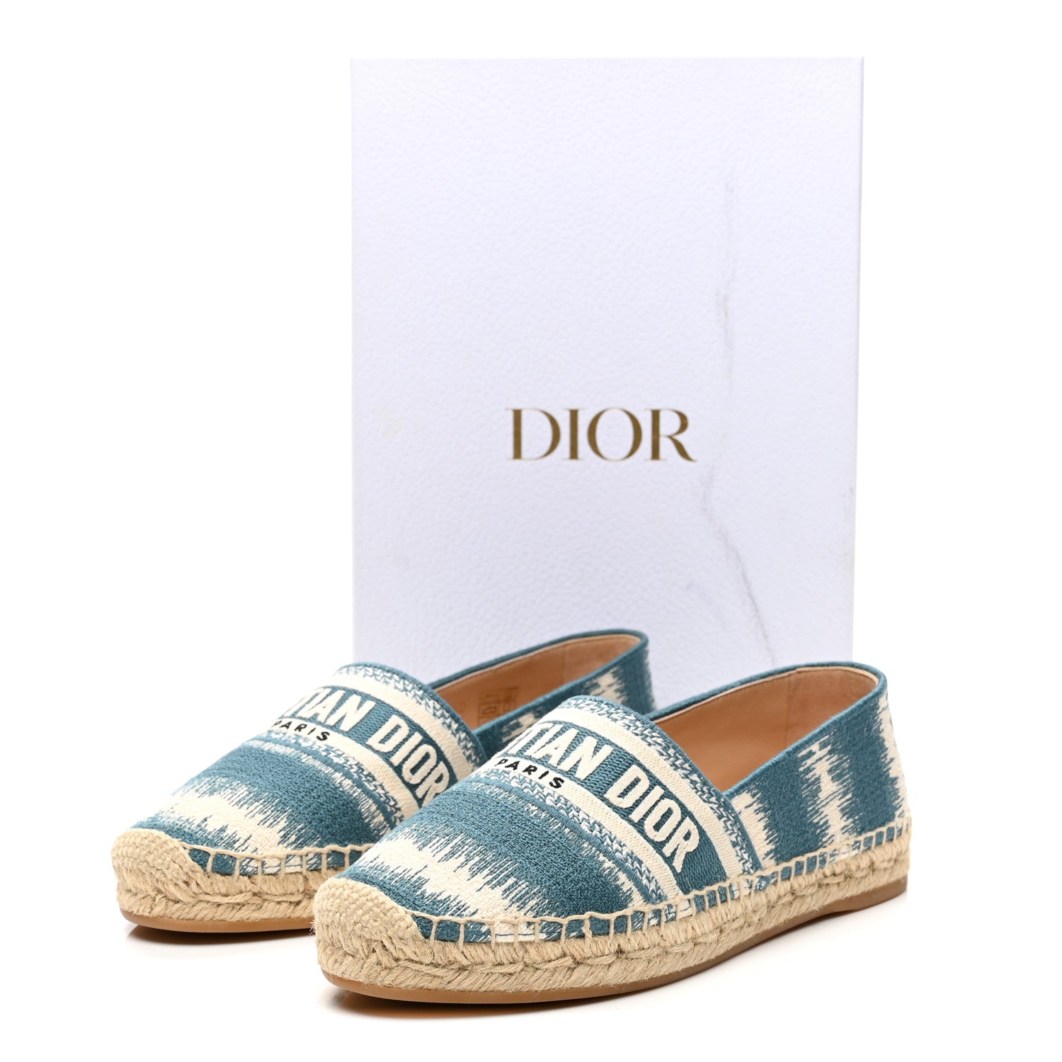 Christian Dior Cotton D-Stripes Embroidered Granville 15mm Espadrilles 37.5 Deep Ocean 10 of 10