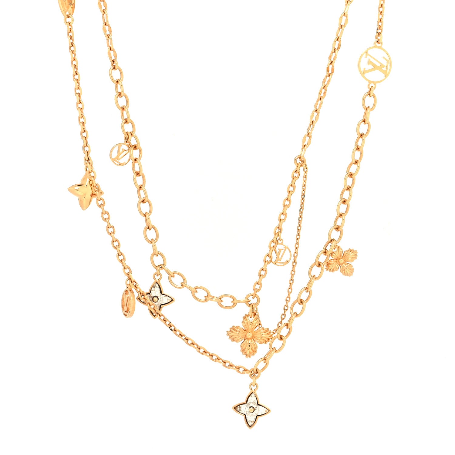 Louis Vuitton Metal Blooming Strass Necklace Gold 1 of 6