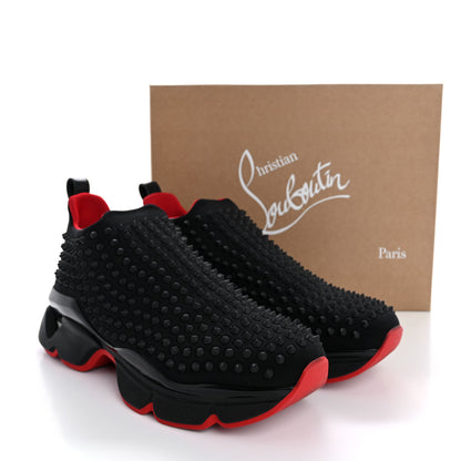 Christian Louboutin Neoprene Mens Spike Sock Flat Sneakers 42 Black 10 of 10